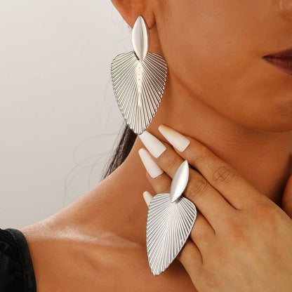 Artisan Textured Leaf Drop Earrings
