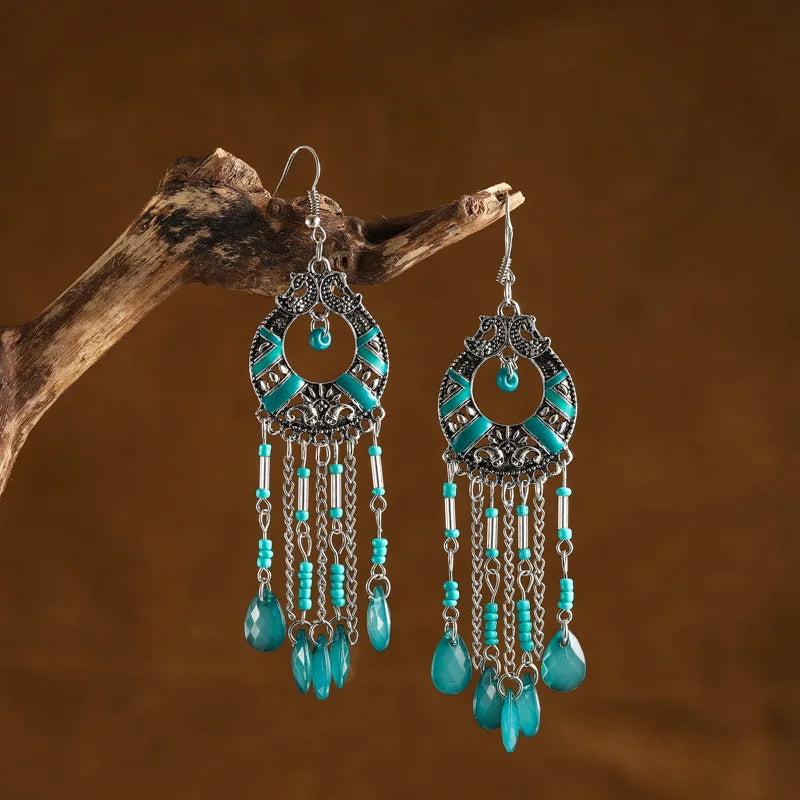 Bohemian Crystal Drop Earrings – Multicolor Rhinestone Dangles