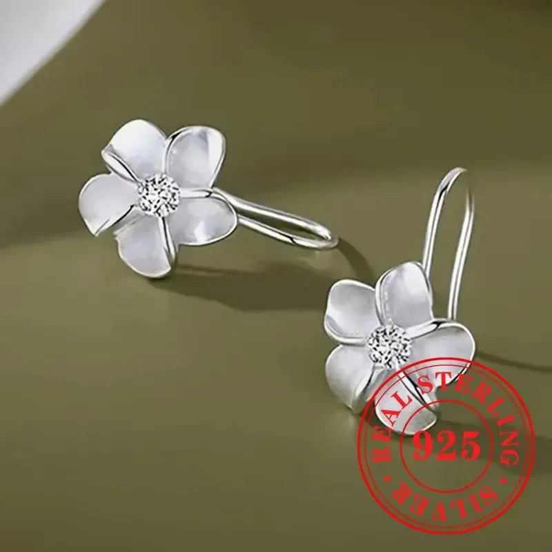 Floral Sterling Silver Hoop Earrings