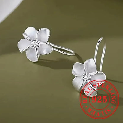 Floral Sterling Silver Hoop Earrings