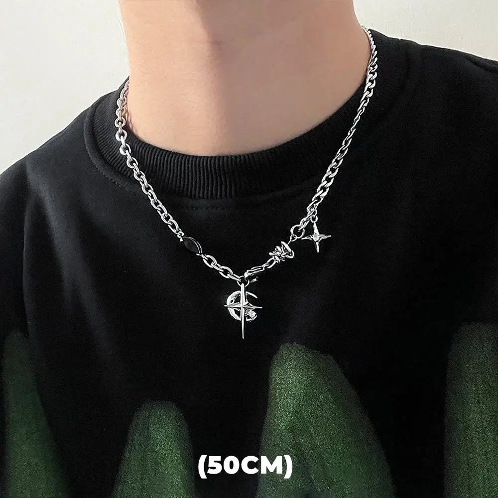 Double Layer Multi-Style Pendant Necklace - Silver-Tone SS