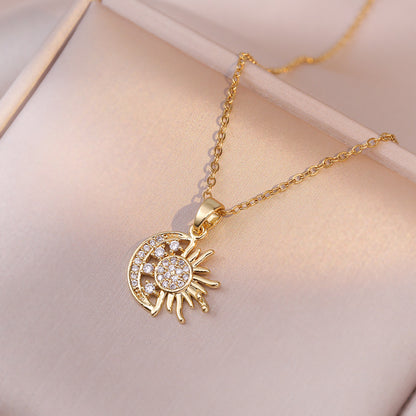 Crescent Sun Pendant Necklace