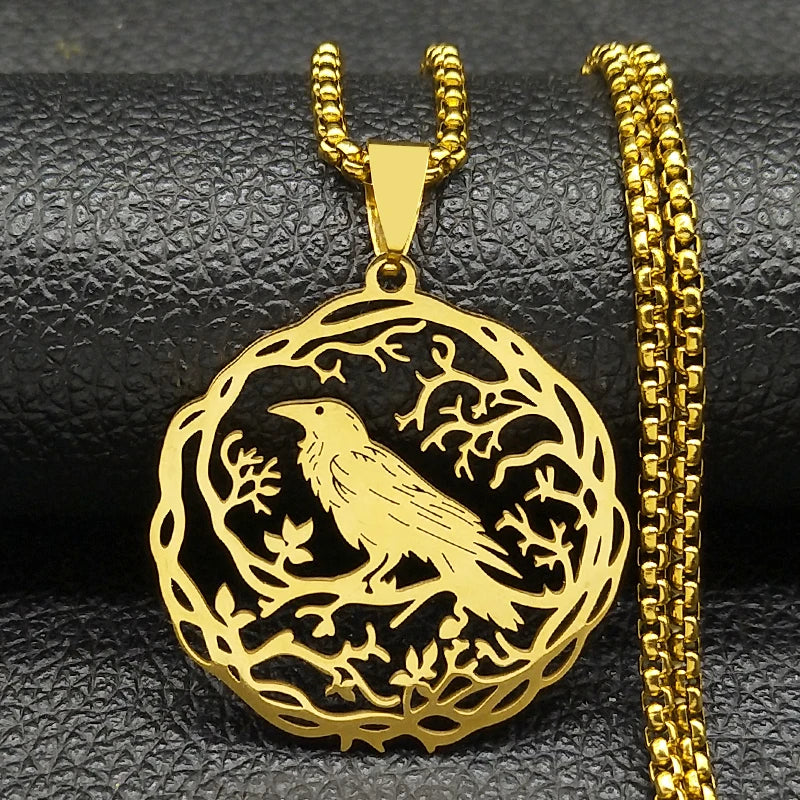 Mystical Crow Pendant Necklace