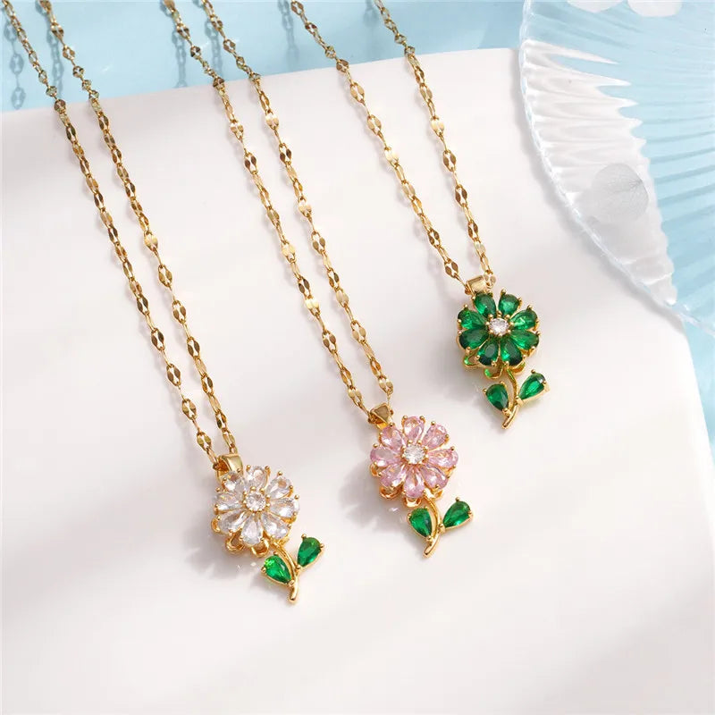 Rotating Sunflower Pendant Necklace