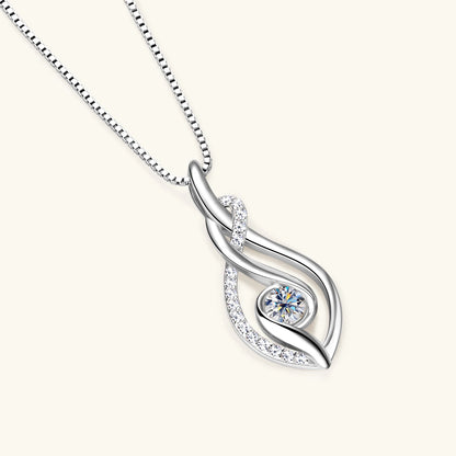 Twisted Pendant Moissanite Necklace – 925 Silver & 18K Gold Plated
