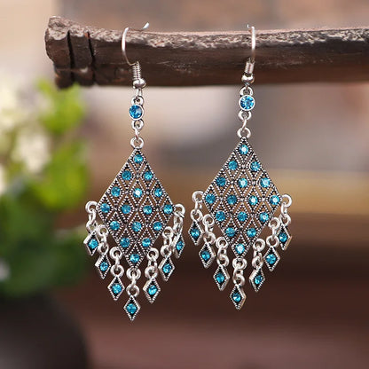 Bohemian Crystal Drop Earrings – Multicolor Rhinestone Dangles
