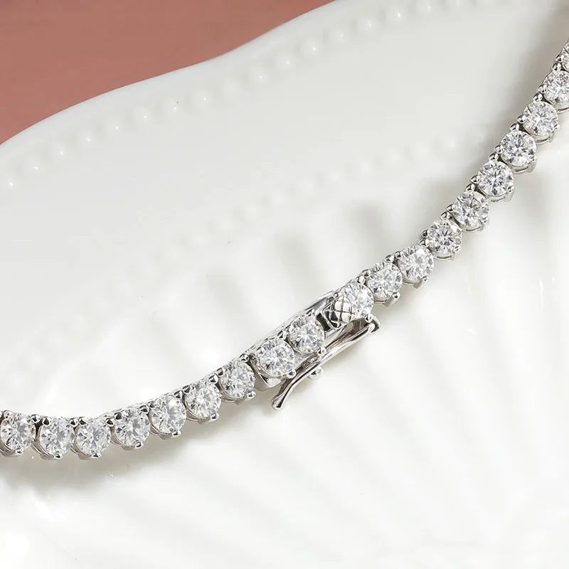 D-VVS1 Moissanite Tennis Necklace – 925 Sterling Silver