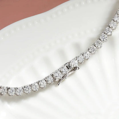 D-VVS1 Moissanite Tennis Necklace – 925 Sterling Silver