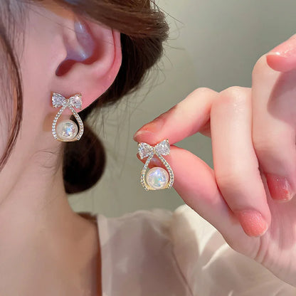 Bohemian Pearl & Rhinestone Stud Earrings