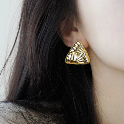 Geometric Textured Triangle Drop Earrings