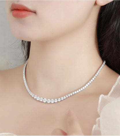 Moissanite Tennis Necklace – 925 Sterling Silver