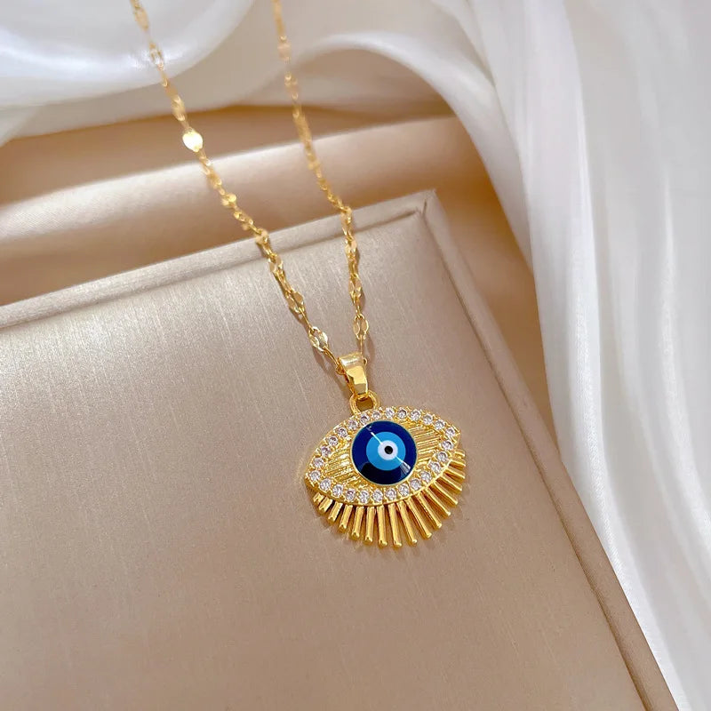 Blue Eye Necklace – Charm Gold Chain