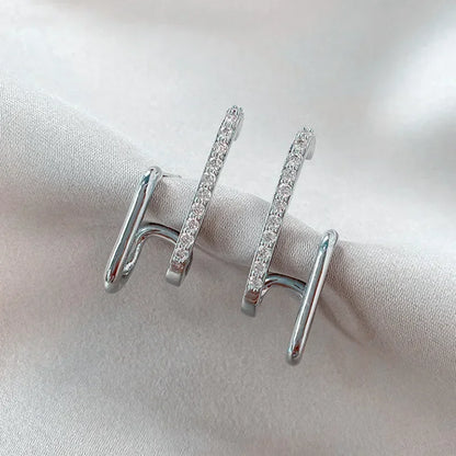 Exquisite Rhinestone Round Ear Cuff Stud Earrings