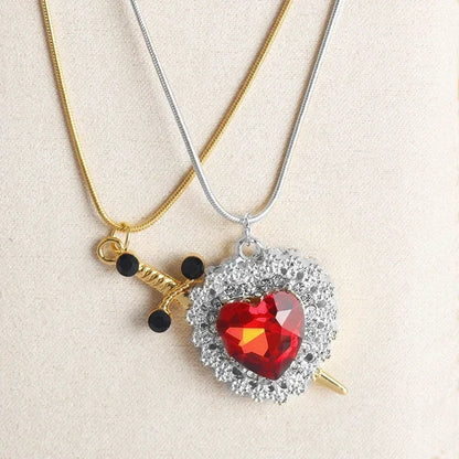 Heart & Sword Pendant Choker Necklace