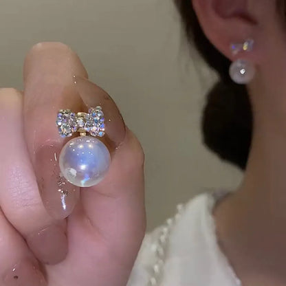 Bohemian Pearl & Rhinestone Stud Earrings