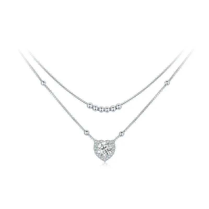 Double-Layer Moissanite Heart Necklace