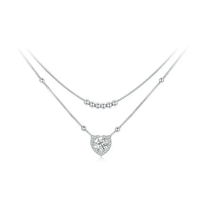 Double-Layer Moissanite Heart Necklace