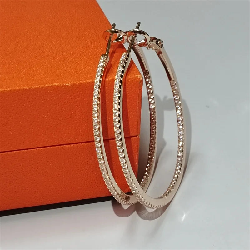 Silver/Gold/Rose Gold Moissanite Hoop Earrings