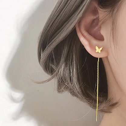 Golden Butterfly Drop Earrings