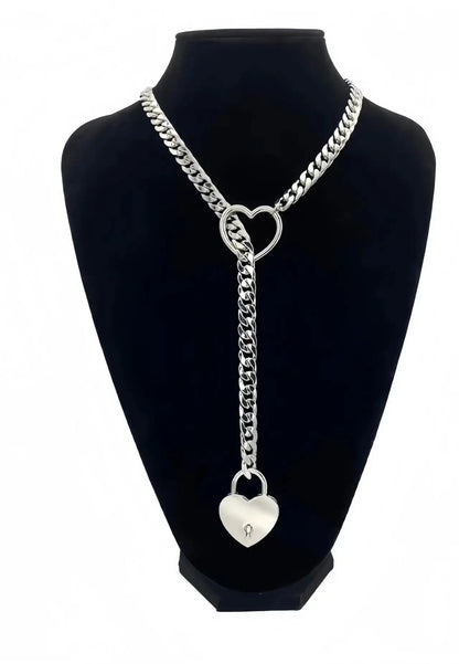 Heart O-Ring Slip Chain - Adjustable Lariat (Y-Necklace/Choker)