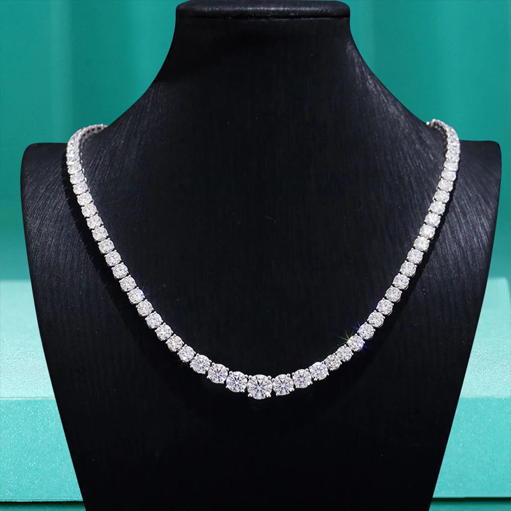 Moissanite Tennis Necklace – 925 Sterling Silver