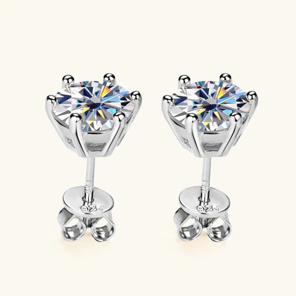 Geometric 2CT Moissanite Stud Earrings – Gold/Silver Plated