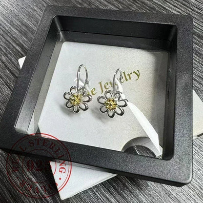 Floral Sterling Silver Hoop Earrings