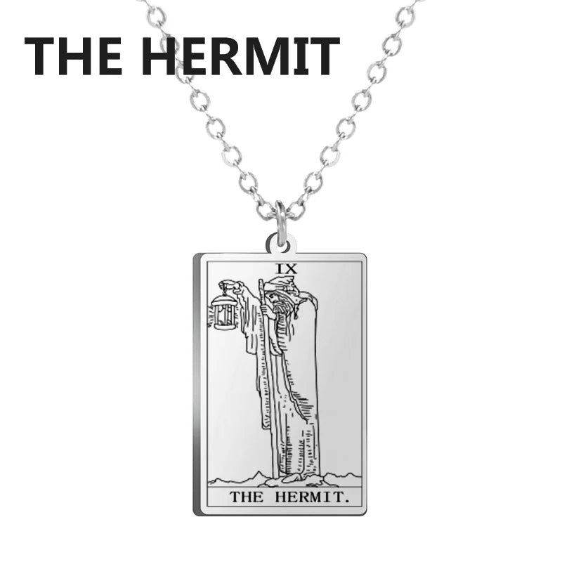 Tarot Card Pendant Necklace – Stainless Steel Engraved Necklace