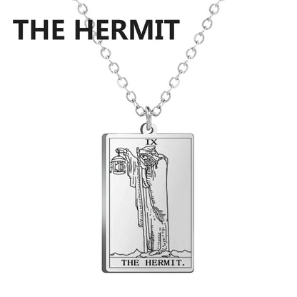 Tarot Card Pendant Necklace – Stainless Steel Engraved Necklace
