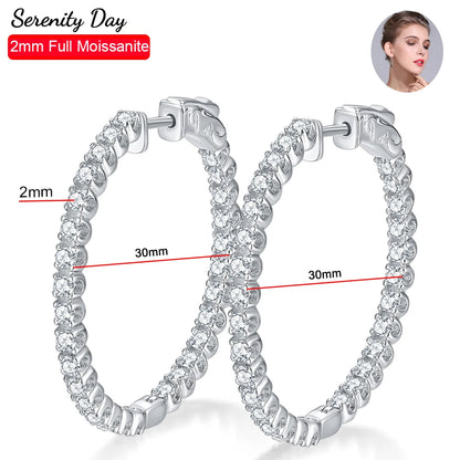 1.56CT Moissanite Hoop Earrings – 925 Sterling Silver