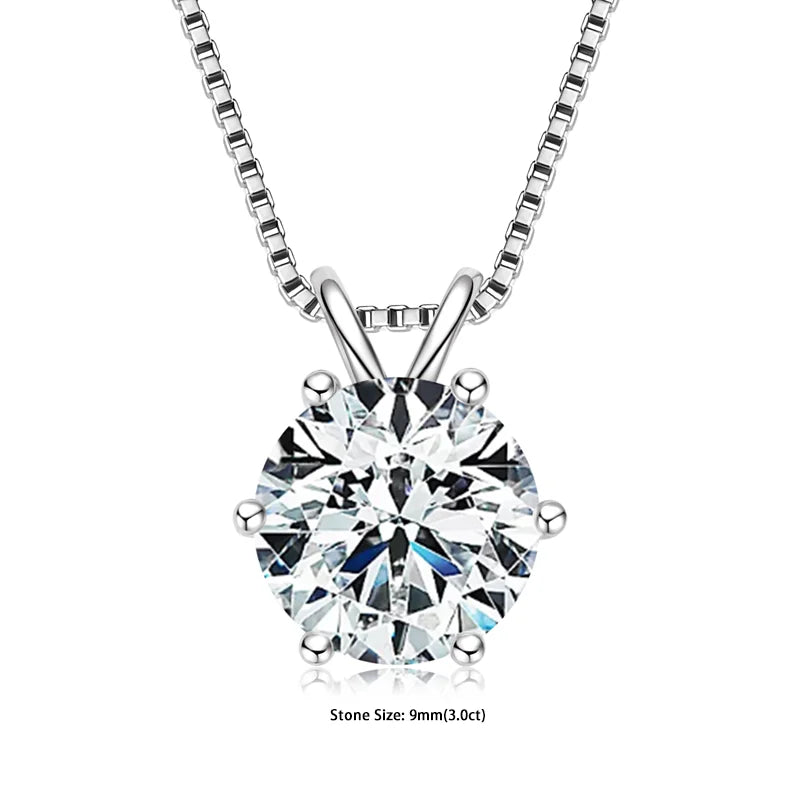 Moissanite Pendant Necklace – 0.5-5ct Sterling Silver