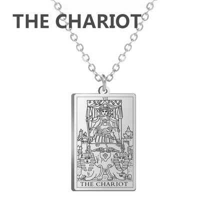 Tarot Card Pendant Necklace – Stainless Steel Engraved Necklace