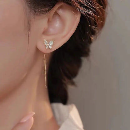 Golden Butterfly Drop Earrings