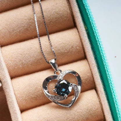 1CT Moissanite Swirl Heart Pendant Necklace – Sterling Silver Box Chain