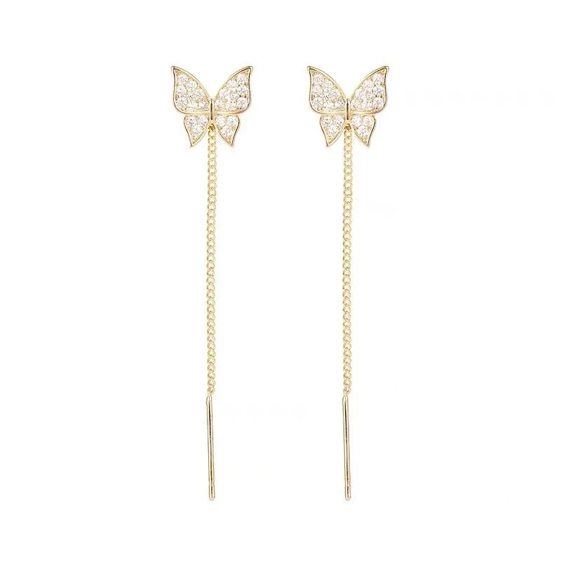 Golden Butterfly Drop Earrings