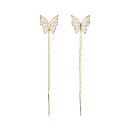 Golden Butterfly Drop Earrings