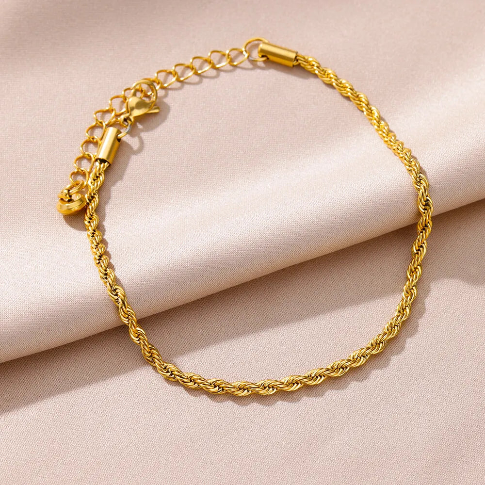 Gold Stainless Steel Imitation Pearl Anklet – Summer Beach Jewelry