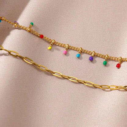 Gold Stainless Steel Imitation Pearl Anklet – Summer Beach Jewelry
