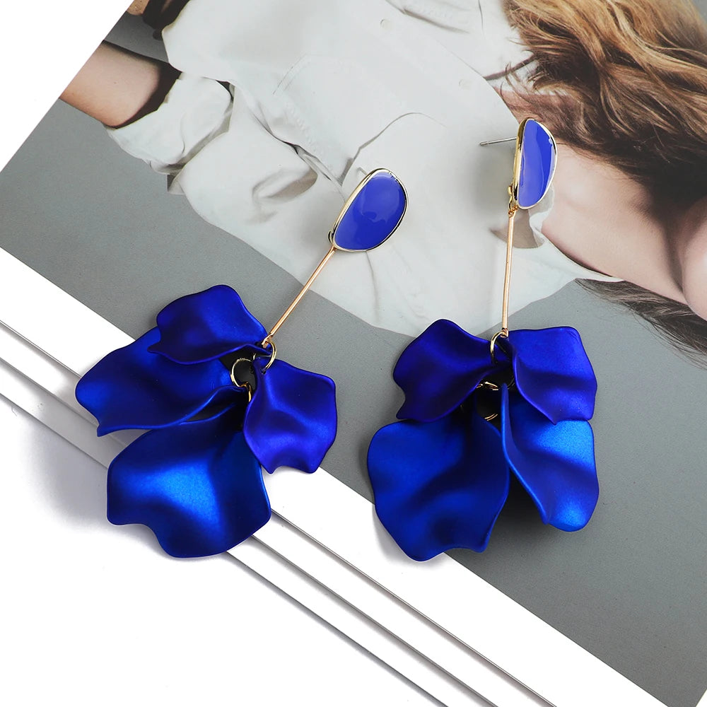 Romantic Petal Drop Earrings – Acrylic Flower Dangles