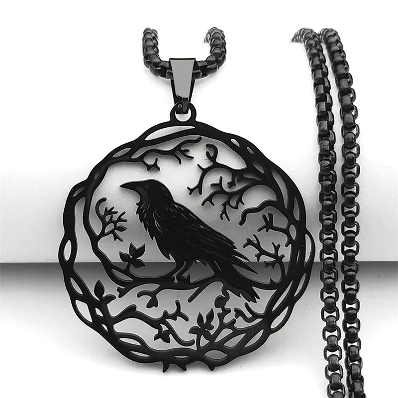 Mystical Crow Pendant Necklace