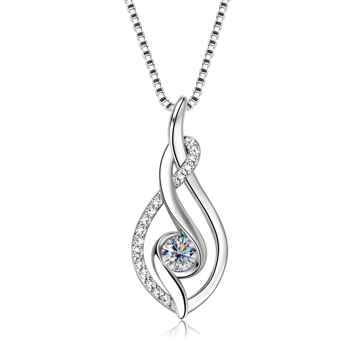 Twisted Pendant Moissanite Necklace – 925 Silver & 18K Gold Plated