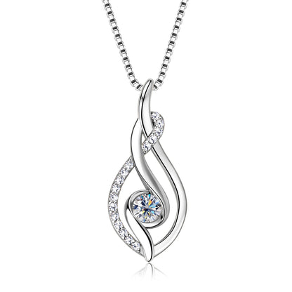 Twisted Pendant Moissanite Necklace – 925 Silver & 18K Gold Plated