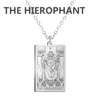 Tarot Card Pendant Necklace – Stainless Steel Engraved Necklace