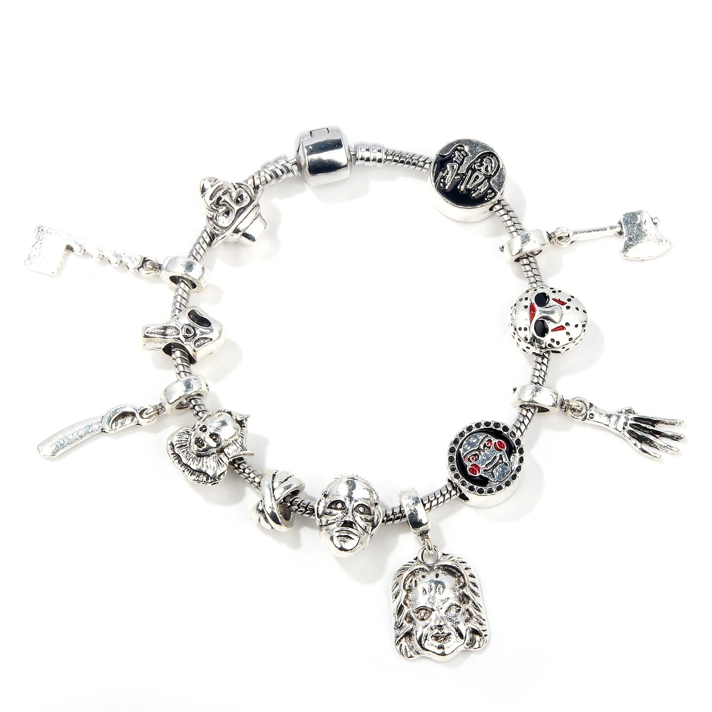 Horror Movie Charms Bracelet – Jason, Pennywise, Jigsaw & Ghostface