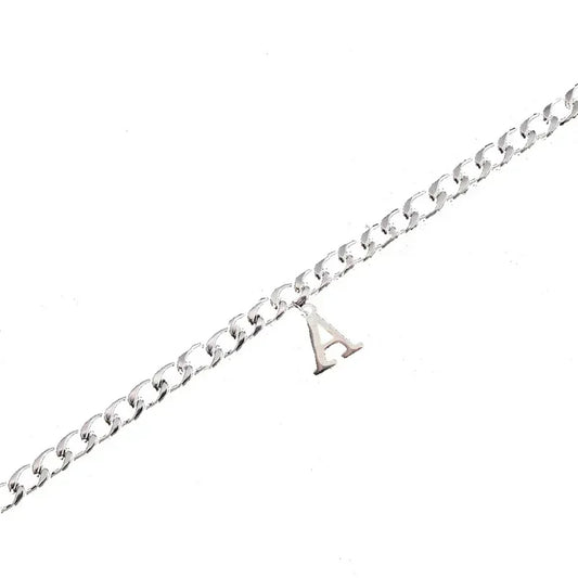 Personalized Silver Unisex A-Z Letter Bracelet
