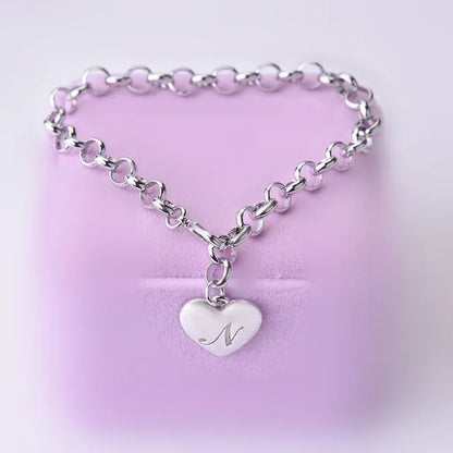 925 Sterling Silver Letter Charm Bracelet