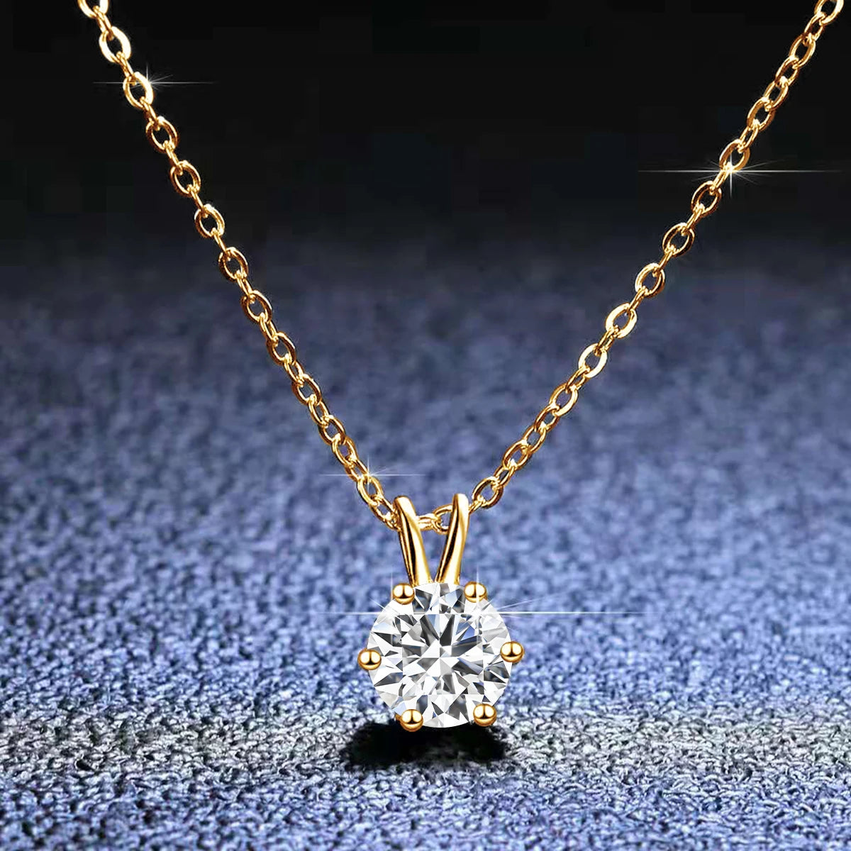 Gold Moissanite Pendant Necklace