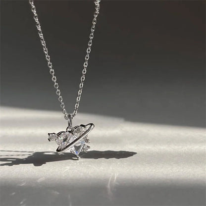Cosmic Heart Ring Pendant Necklace