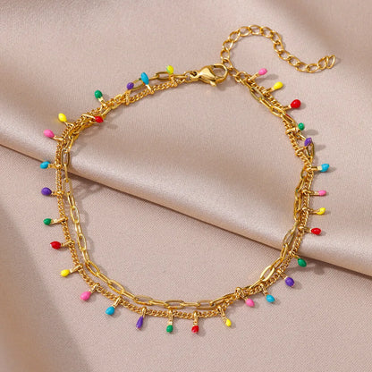 Gold Stainless Steel Imitation Pearl Anklet – Summer Beach Jewelry