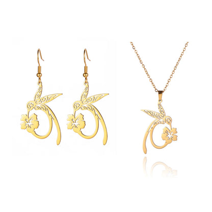 Hummingbird Jewelry Set – Gold/Silver Earrings & Necklace